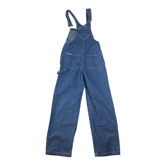 Revolt juniors size small denim overalls stamped floral y2k vintage blue - Picture 2 of 10